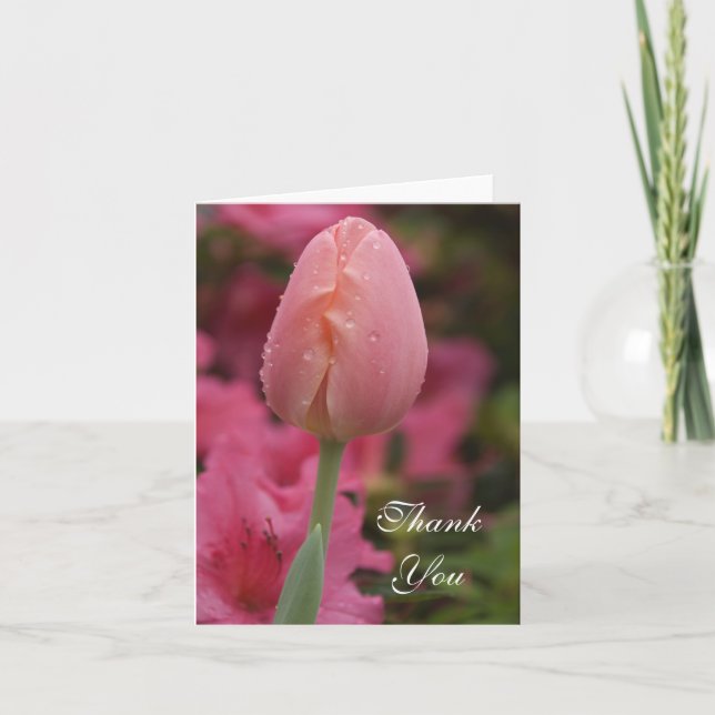 Pink Garden Tulip Thank You Card (Front)