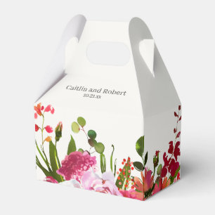 Pink Garden Watercolor Floral Wedding Favour Box