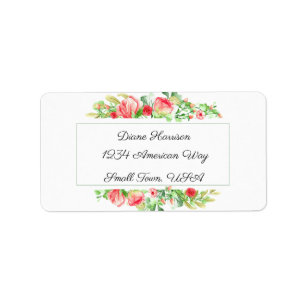 Pink Garden Watercolor Rose Bouquet Label