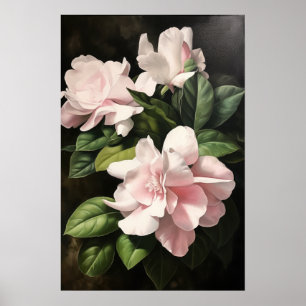 Pink Gardenia Flowers Art Print Poster