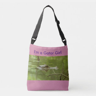 Pink Gator Girl Cross over Crossbody Bag