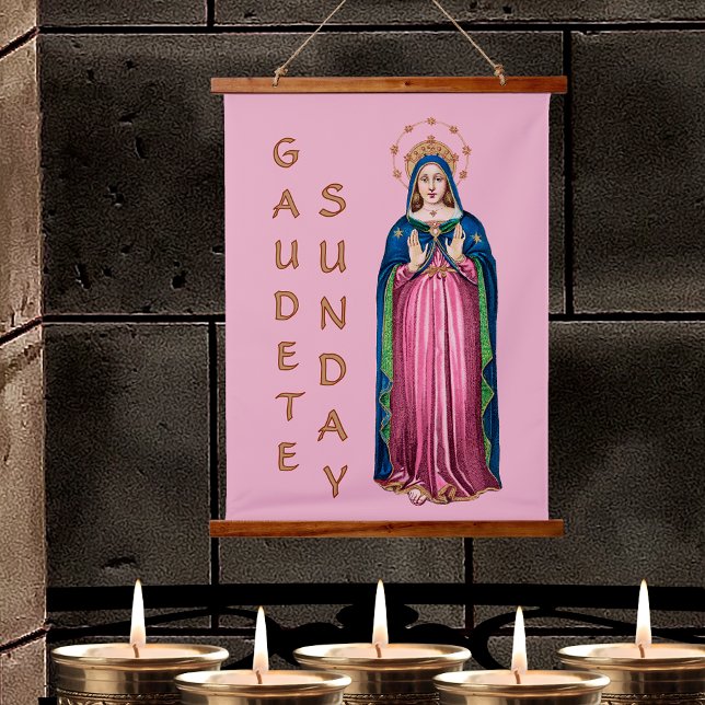 Pink Gaudete Sunday BVM Advent Wall Tapestry (Creator Uploaded)