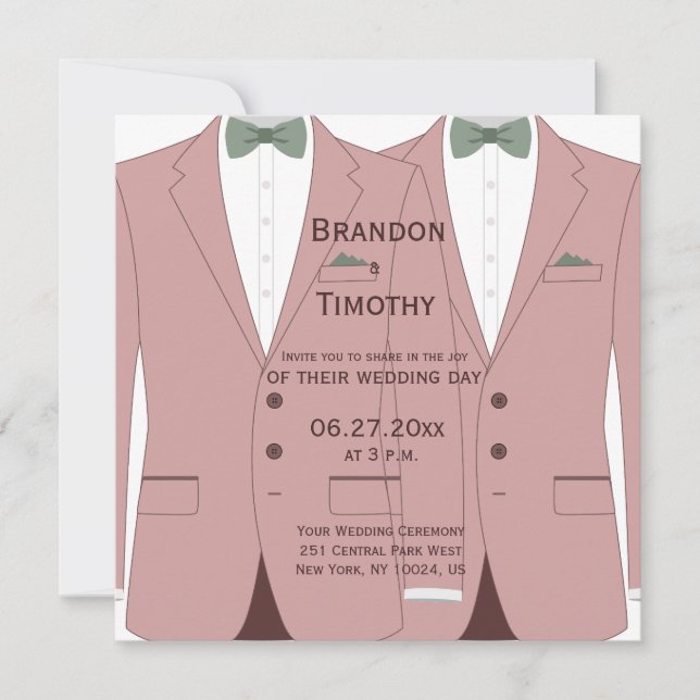 Pink Gay Wedding Invites Square (Front)
