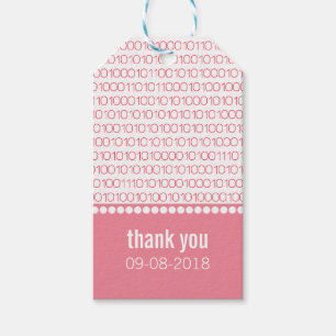 Pink Geek Chic Binary Code Gift Tags