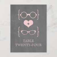 Pink Geeky Glasses Chalkboard Table Postcard