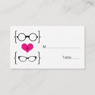 Pink Geeky Glasses Wedding Place Cards