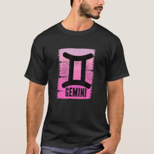 Pink Gemini Symbol May Birthday Born In June Zodia T-Shirt