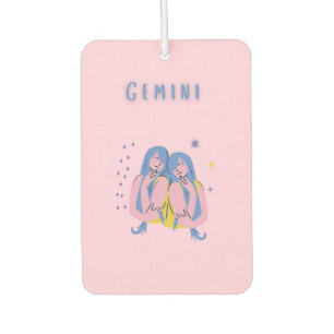 Pink Gemini, zodiac, star sign print Car Air Freshener