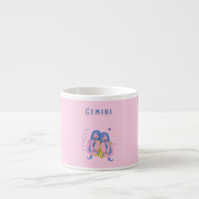 Pink Gemini, zodiac, star sign print Espresso Cup (Front)