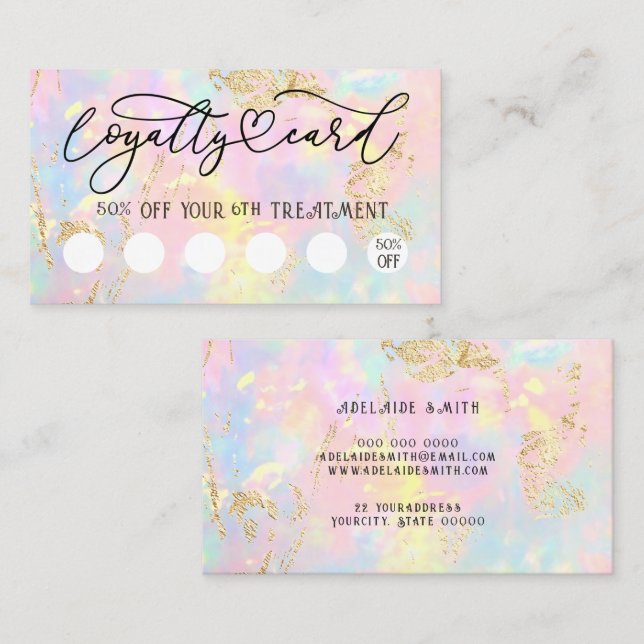 pink gemstone opal loyalty card (Front/Back)