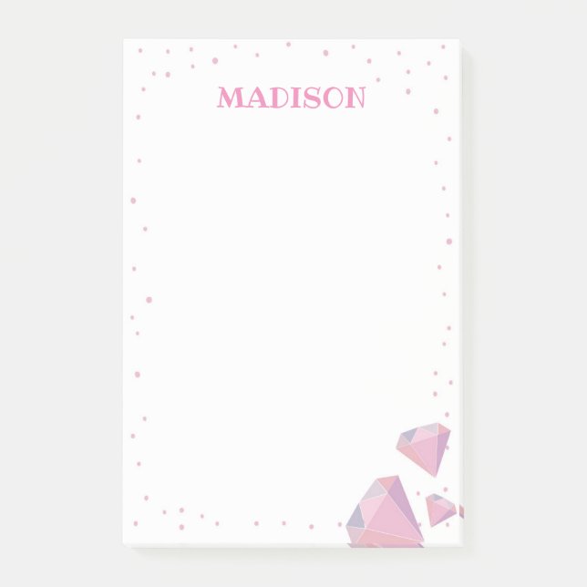 Pink Gemstone Post It Note (Front)