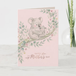 Pink, Gentle Koala Mum and Joey Card