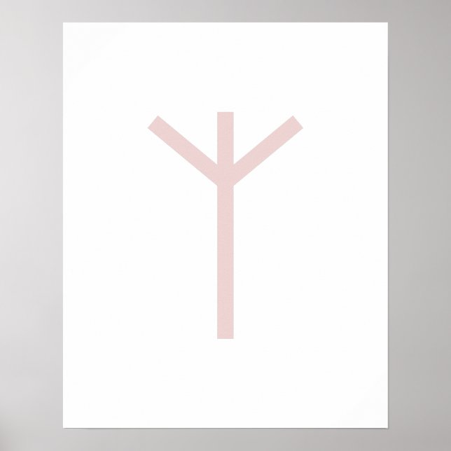 Pink Geometric Algiz (Protection) Viking Rune Poster (Front)
