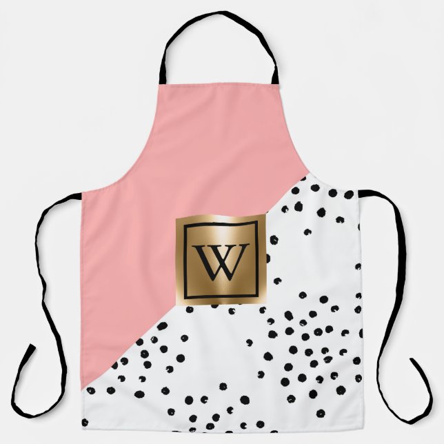 Pink Geometric and Polka Dots Apron (Front)
