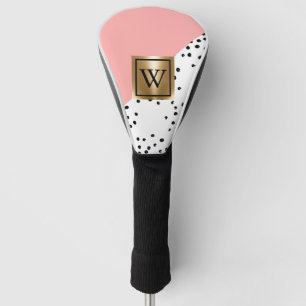 Pink Geometric and Polka Dots Golf Head Cover