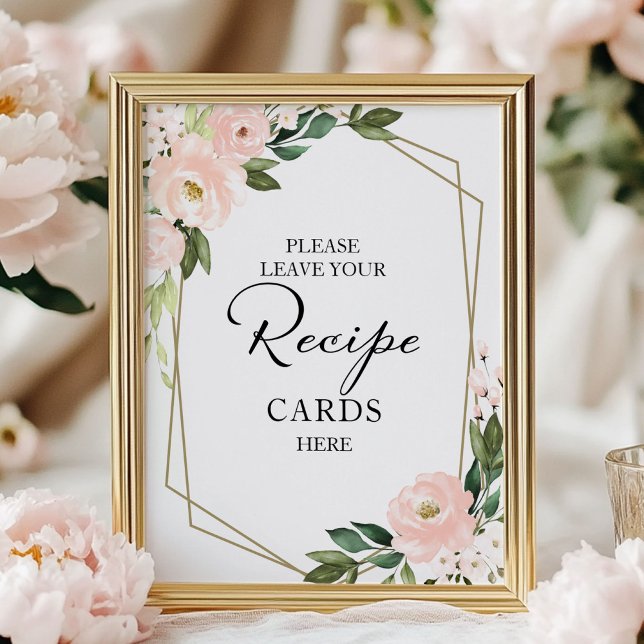 Pink Geometric Bridal Shower Recipe Cards Sign (Creator Uploaded)