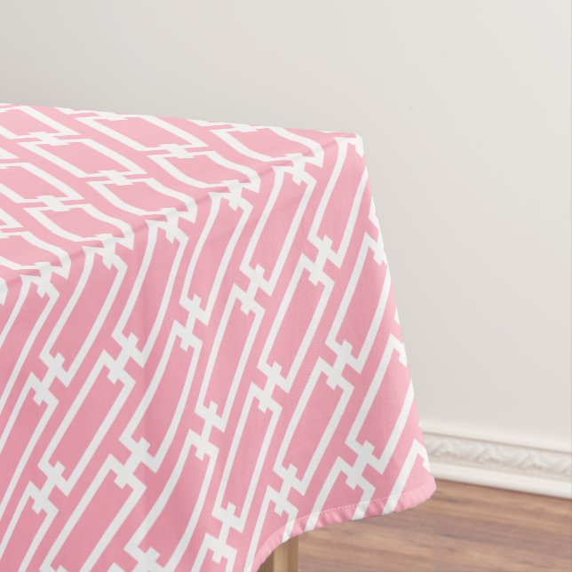 Pink Geometric Chain Links Pattern Tablecloth (In Situ)