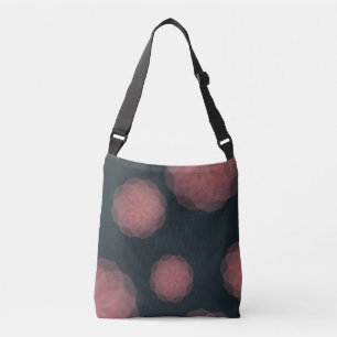 Pink, geometric, cool, trendy flower abstraction crossbody bag