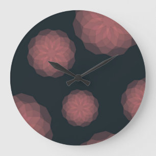 Pink, geometric, cool, trendy flower abstraction large clock