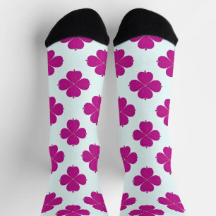 Pink Geometric Flowers on a Light Background Socks