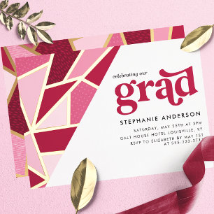 Pink Geometric Gold Modern Graduation Party