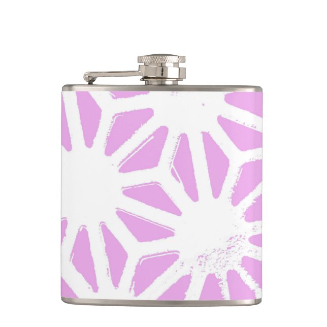 Pink geometric pattern hip flask (Front)