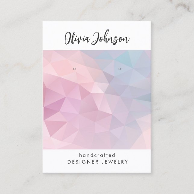 Pink Geometric Pattern Jewellery Earring Display  Business Card (Front)