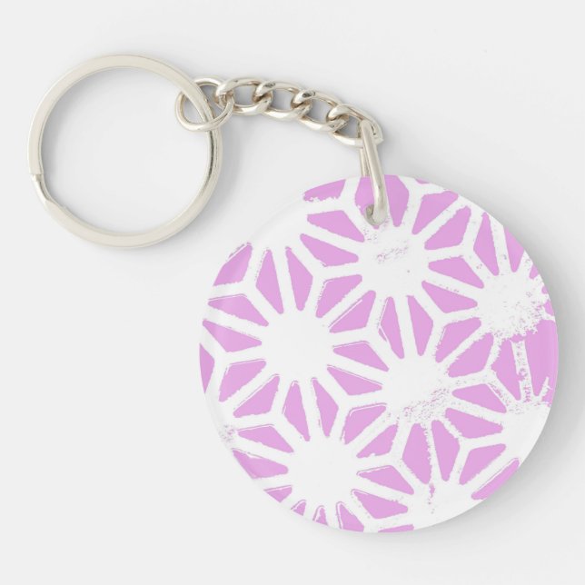 Pink geometric pattern key ring (Front)