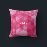Pink Geometric Pattern Monogram Pillow<br><div class="desc">Customisable pillow featuring a gradient of a pink geometric triangles pattern. This modern monogram pillow will be a perfect accent to any room.</div>