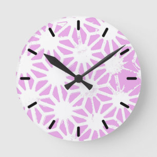Pink geometric pattern round clock