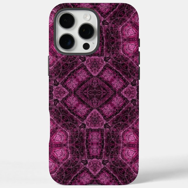 Pink Geometric Pattern with Floral Mandala Glow Case-Mate iPhone Case (Back)