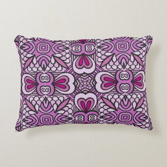 Pink Geometric Seamless Pattern Throw Pillow (Front)