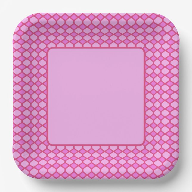 Pink Geometric Shapes Paper Plate (Front)