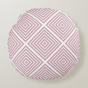 Pink Geometric Squares Round Cushion