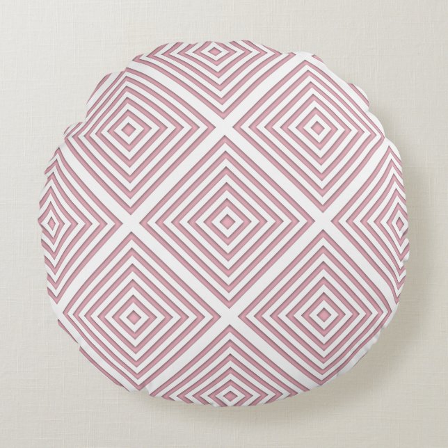 Pink Geometric Squares Round Cushion (Front)