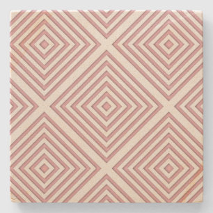 Pink Geometric Squares Stone Coaster