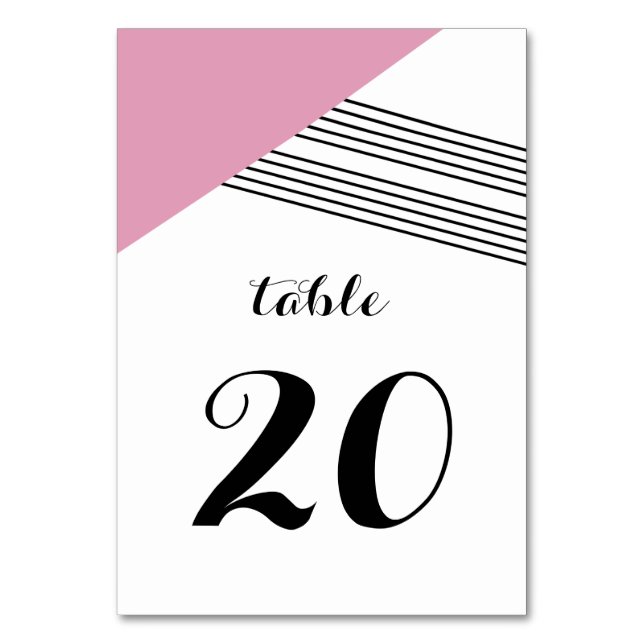 Pink Geometric Stripe Table Card (Front)