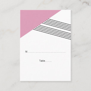 Pink Geometric Stripe Wedding Place Cards