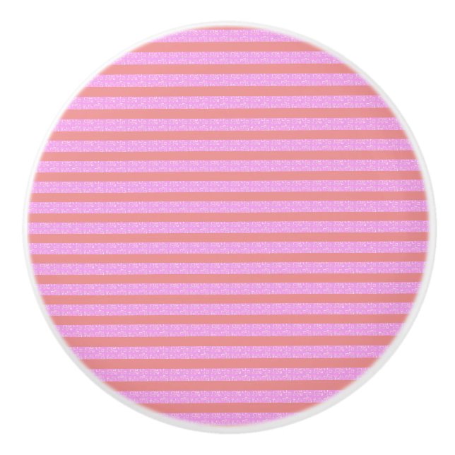Pink Geometric Stripes  Ceramic Knob (Front)