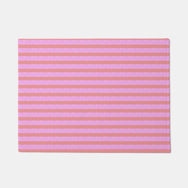 Pink Geometric Stripes Doormat (Front)