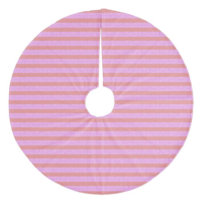Pink Geometric Stripes  Fleece Tree Skirt (Front)