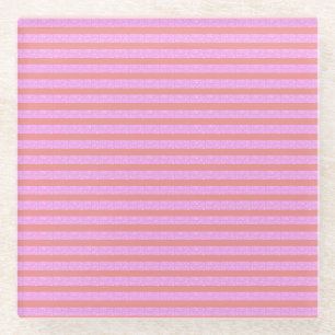 Pink Geometric Stripes Glass Coaster