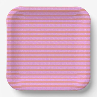 Pink Geometric Stripes Paper Plate