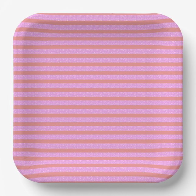 Pink Geometric Stripes Paper Plate (Front)