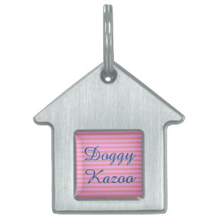 Pink Geometric Stripes Pet ID Tag