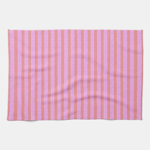 Pink Geometric Stripes Tea Towel