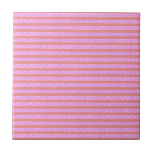 Pink Geometric Stripes  Tile (Front)