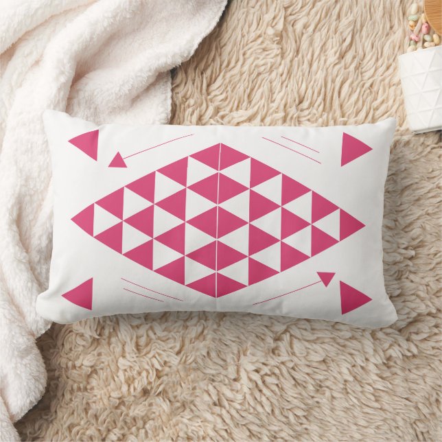Pink Geometric Triangles  Lumbar Cushion (Blanket)