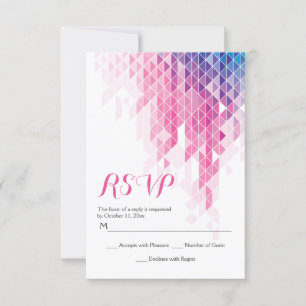 Pink geometric triangles modern wedding RSVP Card
