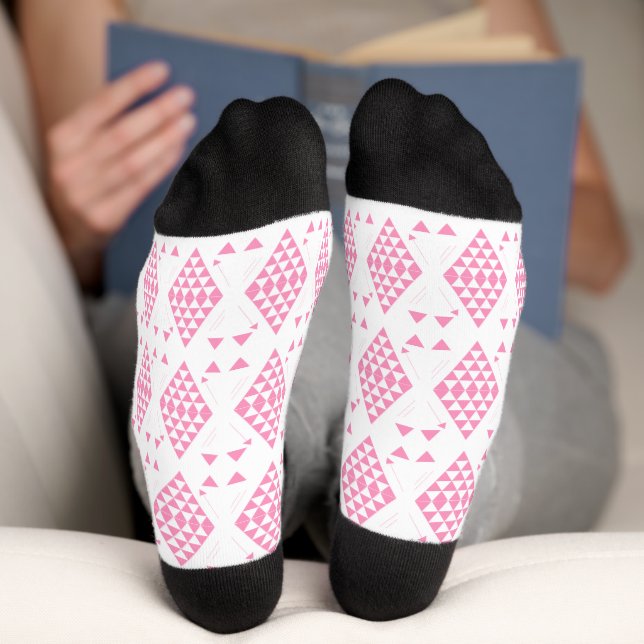 Pink Geometric Triangles Socks (Bottom)